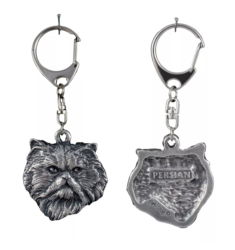 Chat persan - porte-clés argenté avec un chat dans une boîte cadeau, décoration de sac à main, pendentif pour sac à dos de la marque Art-Dog