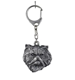 Persian Cat Silver-plated keychain with a cat in a gift box, handbag decoration, backpack charm by Art-Dog