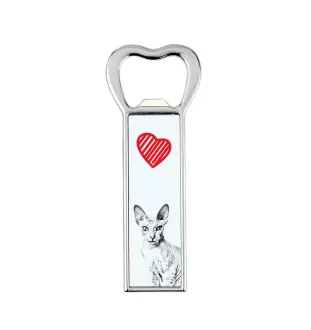 Peterbald - bottle opener with a cat, personalized fridge opener, unique gift for men by Art-Dog brand