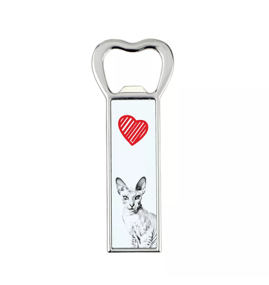 Peterbald - bottle opener with a cat, personalized fridge opener, unique gift for men by Art-Dog brand