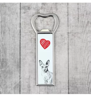 Peterbald - bottle opener with a cat, personalized fridge opener, unique gift for men by Art-Dog brand