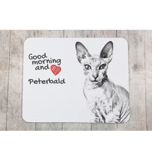 Peterbald - tapis de souris imprimé, tapis de souris personnalisé avec un chat, un gadget unique pour un employé de bureau de la marque Art-Dog