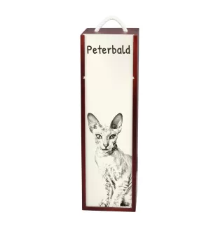 Peterbald - boîte à vin avec un chat, boîte à alcool avec une illustration, boîte personnalisée pour cadeau de la marque Art-Dog
