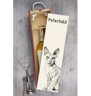 Peterbald - boîte à vin avec un chat, boîte à alcool avec une illustration, boîte personnalisée pour cadeau de la marque Art-Dog