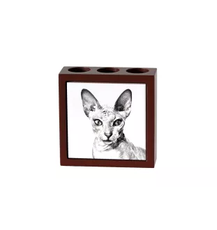 Peterbald - Stifthalter mit Katze, Schreibtischorganizer mit Aufdruck, personalisierte Schreibtischdekoration von der Marke Art-Dog