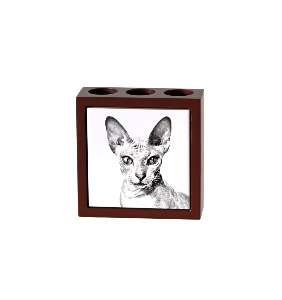 Peterbald - Stifthalter mit Katze, Schreibtischorganizer mit Aufdruck, personalisierte Schreibtischdekoration von der Marke Art-Dog