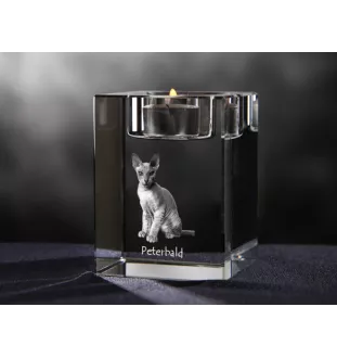 Peterbald - Kerzenhalter mit Katzenfoto, Teelichthalter aus Kristall, personalisiertes Geschenk der Marke Art-Dog