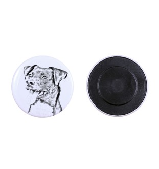Dänisch-Schwedischer Farmhund, Dansk-Svensk Gårdshund Magnet mit einem Hundepfotenabdruck, außergewöhnlich leicht, starker Magnet, handgefertigtes Produkt der Marke Art-Dog