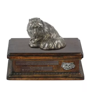 Perserkatze - Urne für Katzenasche, personalisierte Urne mit Statuette, hölzerne Urne mit Katze der Marke Art-Dog