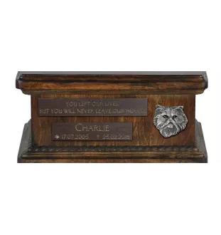 Perserkatze - Urne für Katzenasche, personalisierte Urne mit Statuette, hölzerne Urne mit Katze der Marke Art-Dog