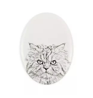 Persian Cat - commemorative plaque with a cat photo, tombstone with a print, personalized oval plaque from the Art-Dog brand