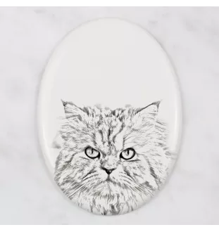 Chat persan - une plaque commémorative avec une photo de chat, une plaque funéraire avec une impression, une plaque ovale personnalisée de la marque Art-Dog
