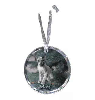 Peterbald - boule de Noël en cristal avec une photo, photo d'un chat dans le cristal, décoration personnalisée pour sapin de Noël de la marque Art-Dog