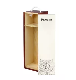 Chat persan - boîte à vin avec un chat, boîte à alcool avec une illustration, boîte personnalisée pour cadeau de la marque Art-Dog