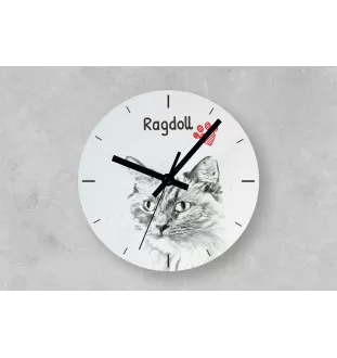 Ragdoll - wall clock with a cat, shelf clock with a print, personalized home decoration from the Art-Dog brand