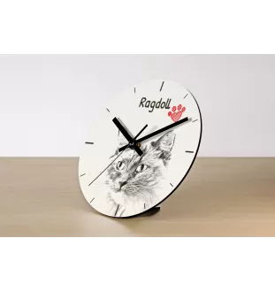 Ragdoll - wall clock with a cat, shelf clock with a print, personalized home decoration from the Art-Dog brand