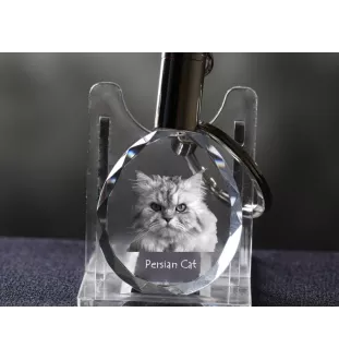Perserkatze - Fob with cat photo, crystal key ring in gift box, unique gift by Art-Dog brand