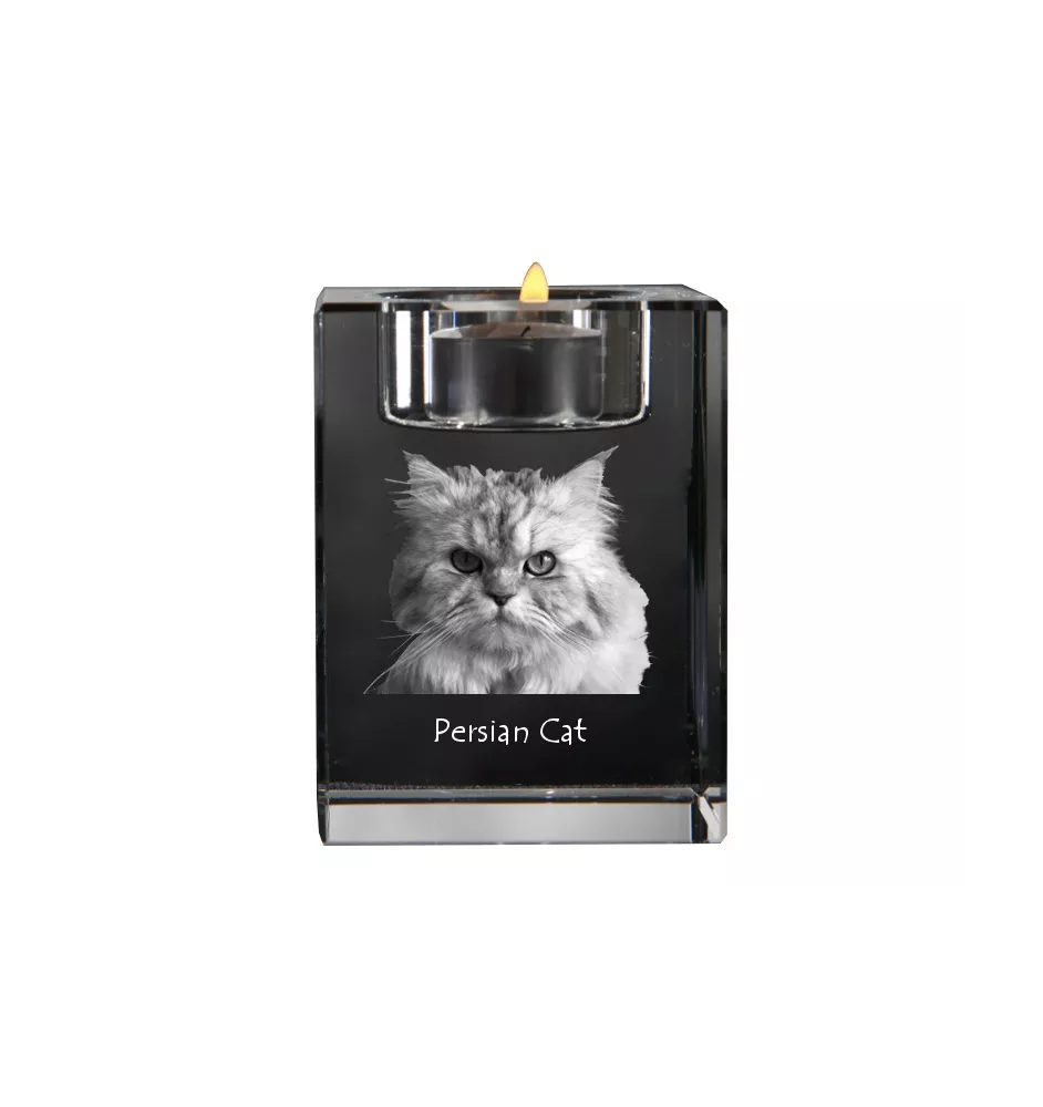 Persian - Candle holder with cat photo, crystal tealight holder, personalised gift by Art-Dog brand
