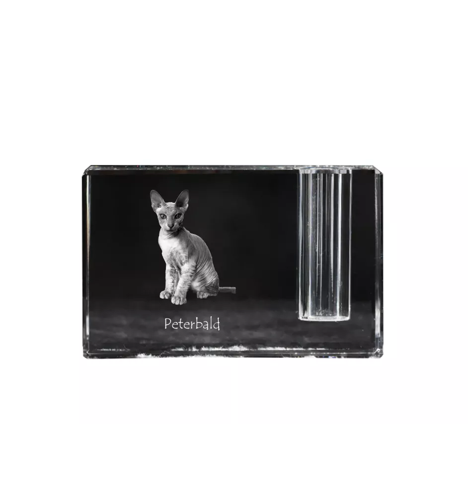 Peterbald - Porte-stylos, organiseur en cristal avec photo de chat, décoration de bureau unique par la marque Art-Dog