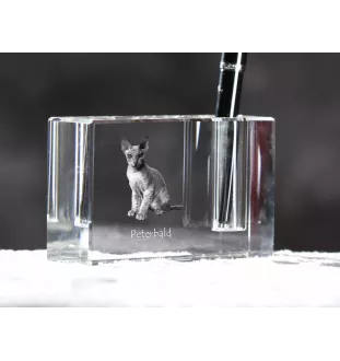Peterbald - Pen stand, crystal organiser with cat photo, unique desk decoration by Art-Dog brand