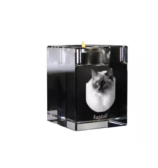 Ragdoll - Kerzenhalter mit Katzenfoto, Teelichthalter aus Kristall, personalisiertes Geschenk der Marke Art-Dog