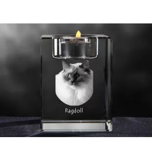 Ragdoll - Kerzenhalter mit Katzenfoto, Teelichthalter aus Kristall, personalisiertes Geschenk der Marke Art-Dog