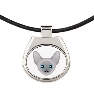 Peterbald - collier pendentif avec une illustration sur une chaîne en cuir de la marque Art-Dog