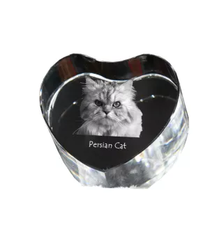 Perserkatze - Kristalluhr mit Katzenbild, Herzregal-Uhr, personalisierte Standuhr von Art-Dog.