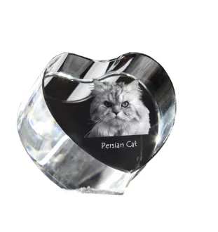 Persian Cat - crystal clock with a picture of a cat, heart-shaped shelf clock, personalized standing clock by Art-Dog brand