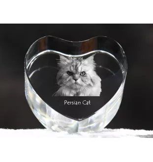 Persian Cat - crystal clock with a picture of a cat, heart-shaped shelf clock, personalized standing clock by Art-Dog brand