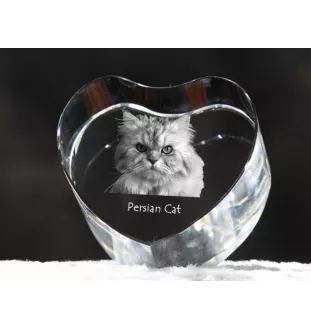 Persian Cat - crystal clock with a picture of a cat, heart-shaped shelf clock, personalized standing clock by Art-Dog brand