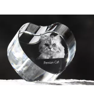 Persian Cat - crystal clock with a picture of a cat, heart-shaped shelf clock, personalized standing clock by Art-Dog brand