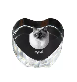 Ragdoll - crystal clock with a picture of a cat, heart-shaped shelf clock, personalized standing clock by Art-Dog brand
