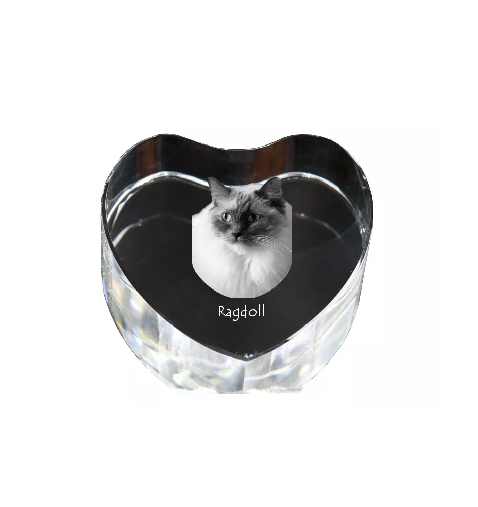 Ragdoll - crystal clock with a picture of a cat, heart-shaped shelf clock, personalized standing clock by Art-Dog brand