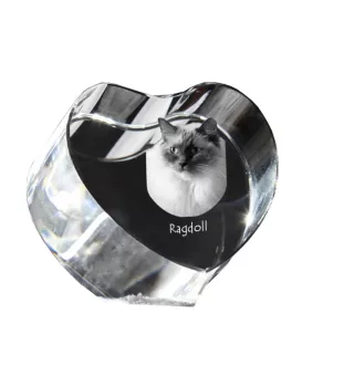 Ragdoll - Kristalluhr mit Katzenbild, Herzregal-Uhr, personalisierte Standuhr von Art-Dog.