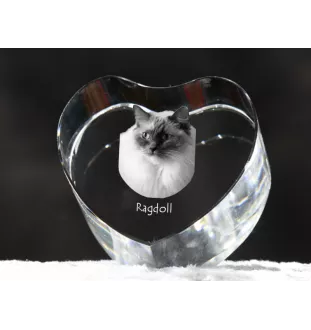Ragdoll - crystal clock with a picture of a cat, heart-shaped shelf clock, personalized standing clock by Art-Dog brand