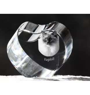 Ragdoll - crystal clock with a picture of a cat, heart-shaped shelf clock, personalized standing clock by Art-Dog brand