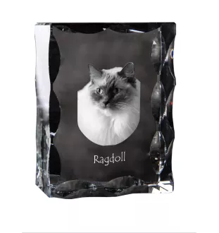 Ragdoll - crystal with a cat picture, glass statuette with a picture, unique frame with a picture from Art-Dog brand