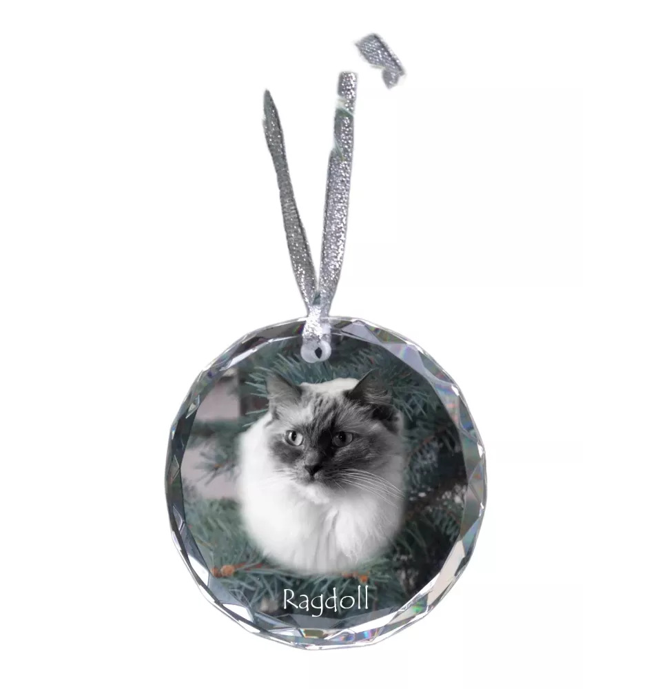 Ragdoll - crystal bauble with a photo, photo of a cat in crystal, personalized Christmas tree ornament by Art-Dog brand