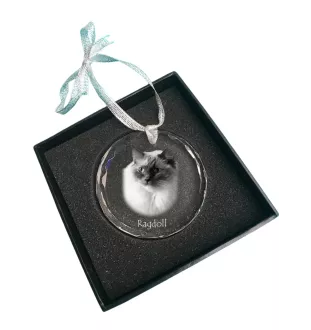 Ragdoll - crystal bauble with a photo, photo of a cat in crystal, personalized Christmas tree ornament by Art-Dog brand
