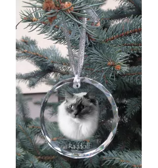 Ragdoll - crystal bauble with a photo, photo of a cat in crystal, personalized Christmas tree ornament by Art-Dog brand