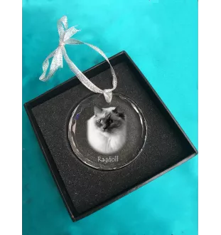 Ragdoll - crystal bauble with a photo, photo of a cat in crystal, personalized Christmas tree ornament by Art-Dog brand