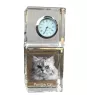 Persian Cat - crystal clock with a photo, photo of a cat in crystal, personalized desk clock by Art-Dog brand