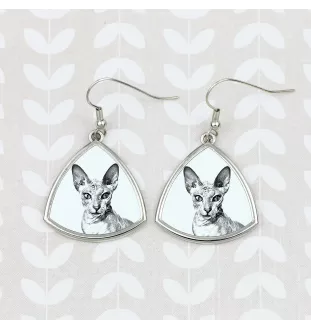 Peterbald - Katzenohrringe, hängende Ohrringe mit Bild, personalisierter Schmuck mit dem Aufdruck der Marke Art-Dog