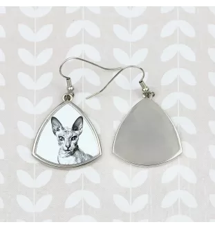 Peterbald - Katzenohrringe, hängende Ohrringe mit Bild, personalisierter Schmuck mit dem Aufdruck der Marke Art-Dog