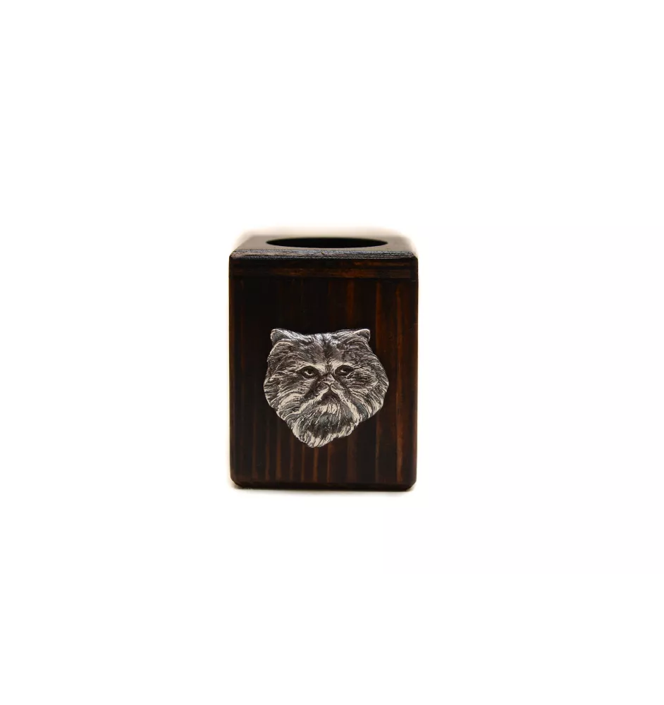 Perserkatze - hölzerner Kerzenhalter mit Katze, einzigartiges Andenken nach dem Verlust des Hundes, Handarbeit der Marke Art-Dog