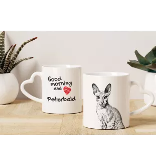 Peterbald - cat mug, adorable heart-shaped handle mug, universal gift from Art-Dog brand