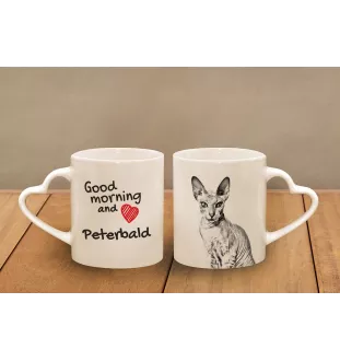 Peterbald - tasse avec un chat, une tasse adorable avec une anse en forme de cœur, un cadeau universel de la marque Art-Dog