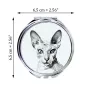 Peterbald - pocket mirror with a cat, personalized mirror for a purse, compact mirror with Art-Dog brand print