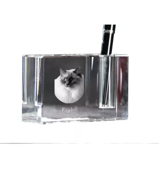 Ragdoll - Stifthalter, Kristallorganizer mit Katzenfoto, einzigartige Schreibtischdekoration der Marke Art-Dog
